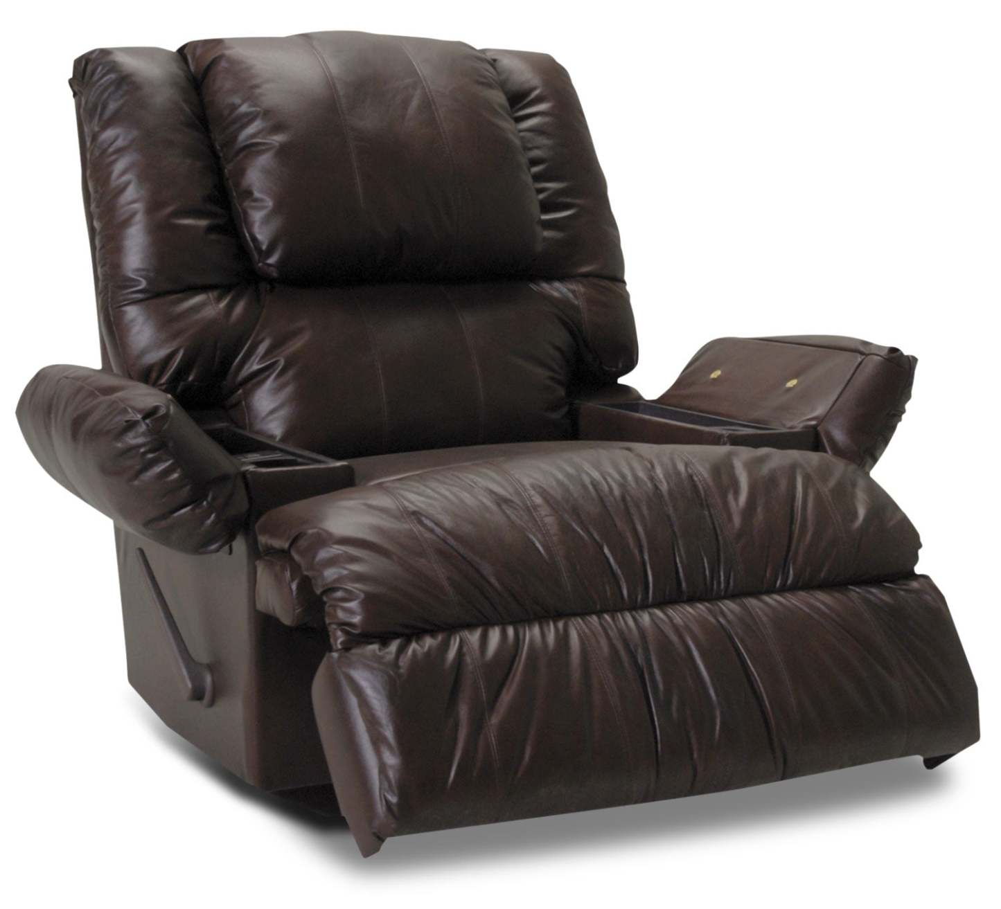 Fauteuil de massage inclinable 5598 en cuir véritable avec accoudoirs de rangement - chocolat