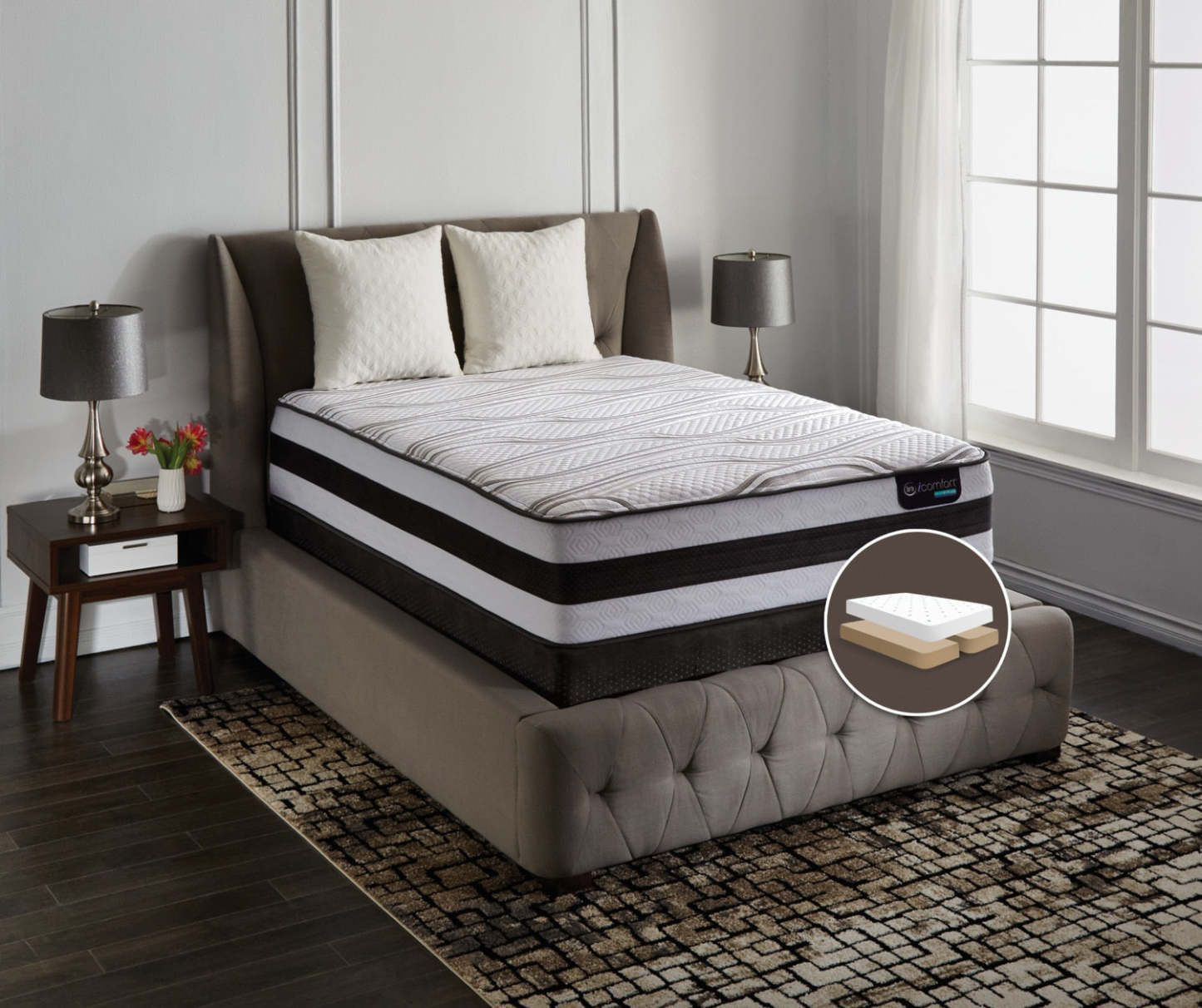 Serta iComfort® Hybrid Valentine Firm Split Queen Mattress Set|Ensemble matelas ferme divisé Valentine Hybride iComfort de Serta pour grand lit