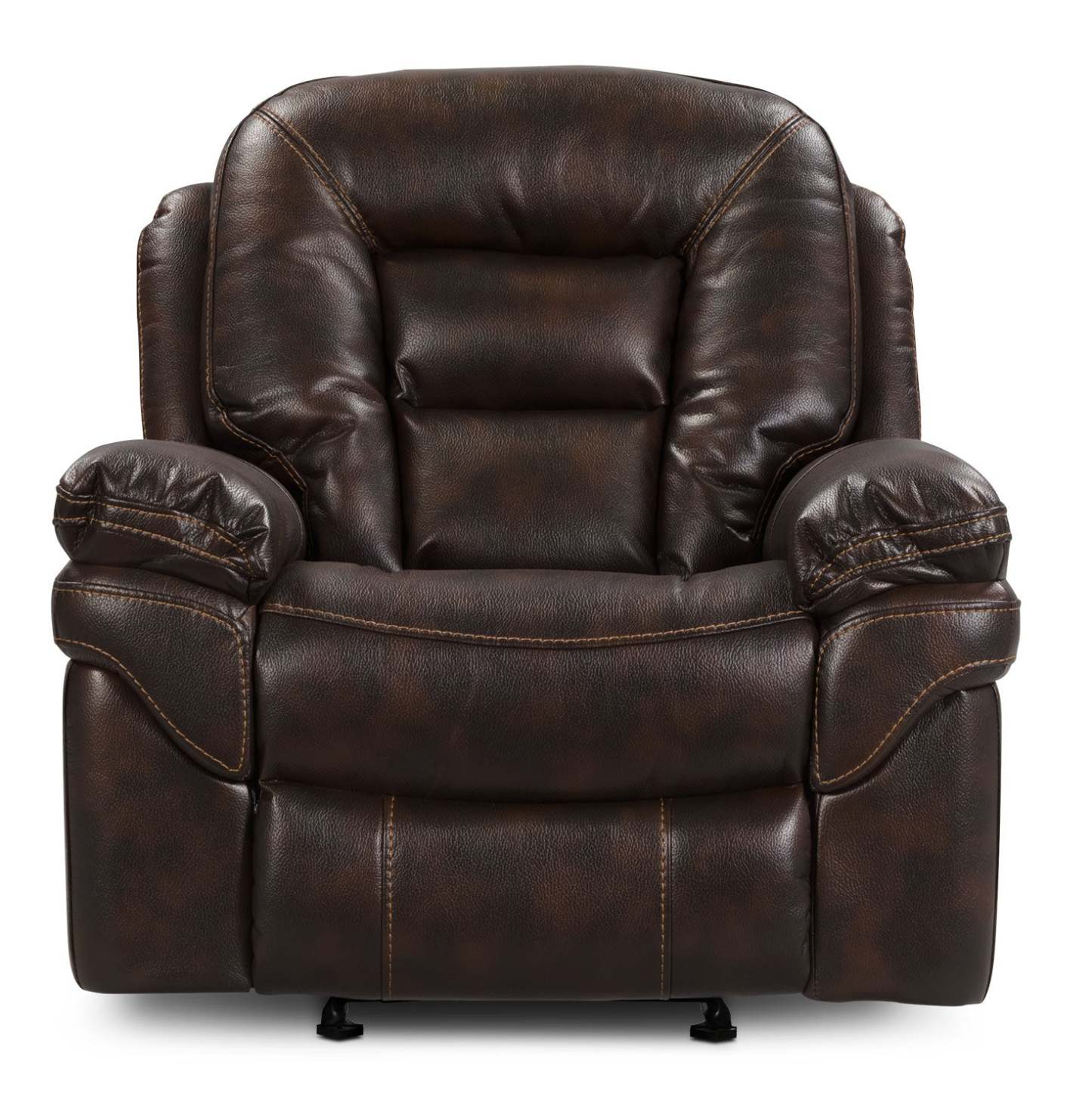 Fauteuil berçant et inclinable Leo de 41 po en tissu d'apparence cuir - brun noyer