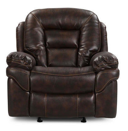 Fauteuil berçant et inclinable Leo de 41 po en tissu d'apparence cuir - brun noyer