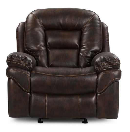 Fauteuil berçant et inclinable Leo de 41 po en tissu d'apparence cuir - brun noyer