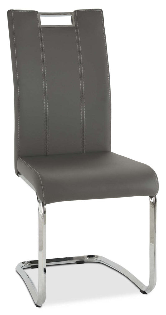 Chaise de salle à manger Tuxedo avec tissu en cuir végétalien, métal - Gris | Chaise de salle à manger Tuxedo en tissu de cuir végétalien et en métal - grise