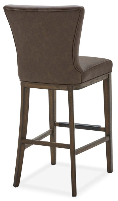 Quinn Barstool with Vegan Leather Fabric - Brown | Tabouret bar Quinn en tissu de cuir végétalien - brun
