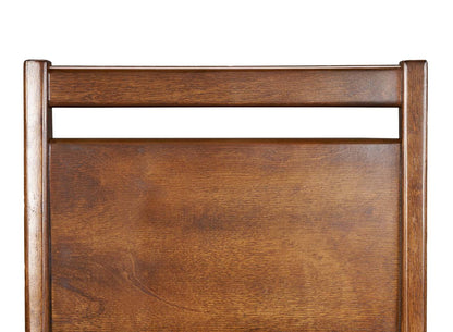 Chaise de salle à manger Vale avec tissu en polyester, bois, dossier en échelle - Marron et beige | Chaise de salle à manger Vale en tissu de polyester et en bois avec dossier en échelle - marron et beige