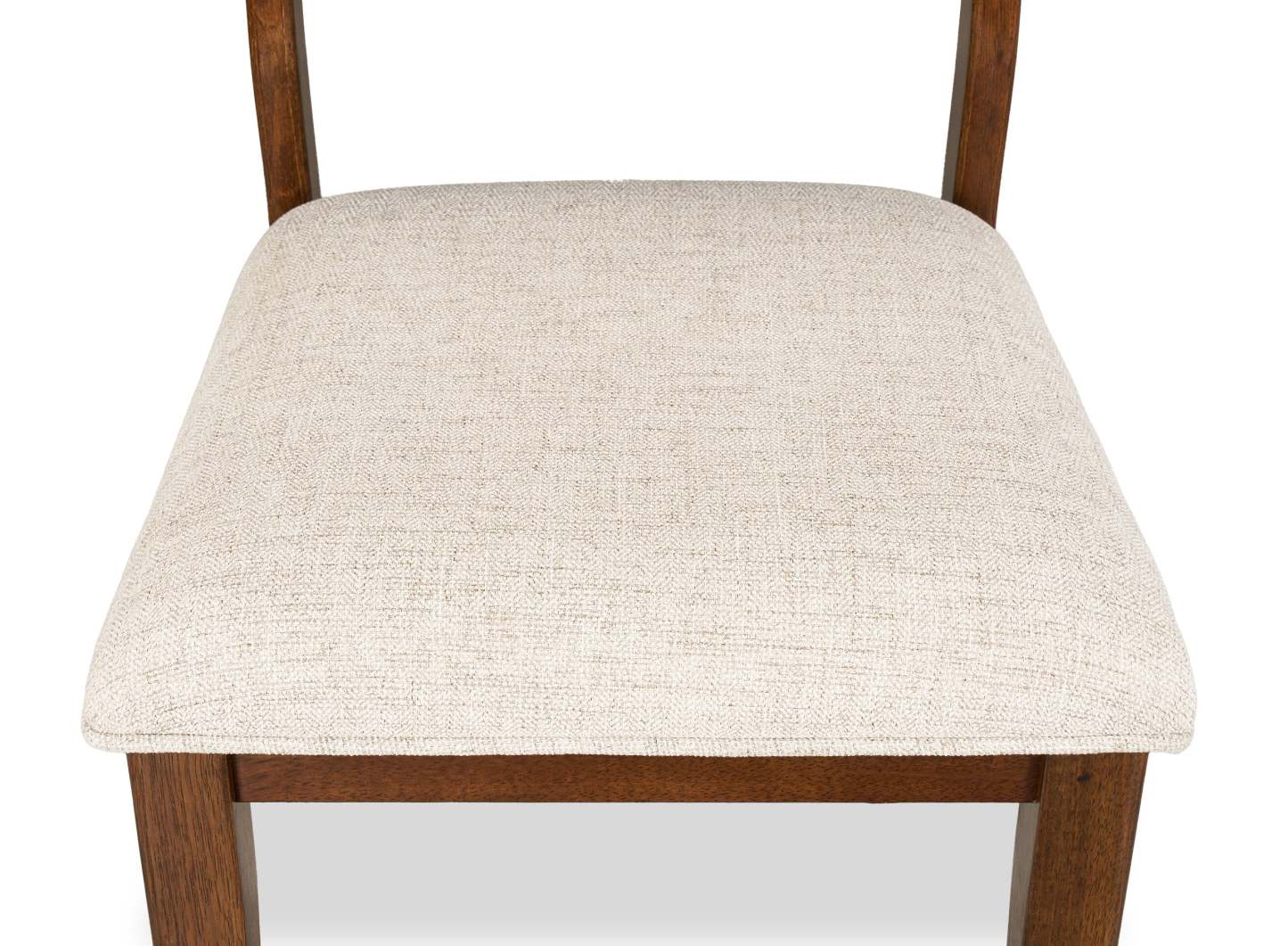 Chaise de salle à manger Vale avec tissu en polyester, bois, dossier en échelle - Marron et beige | Chaise de salle à manger Vale en tissu de polyester et en bois avec dossier en échelle - marron et beige