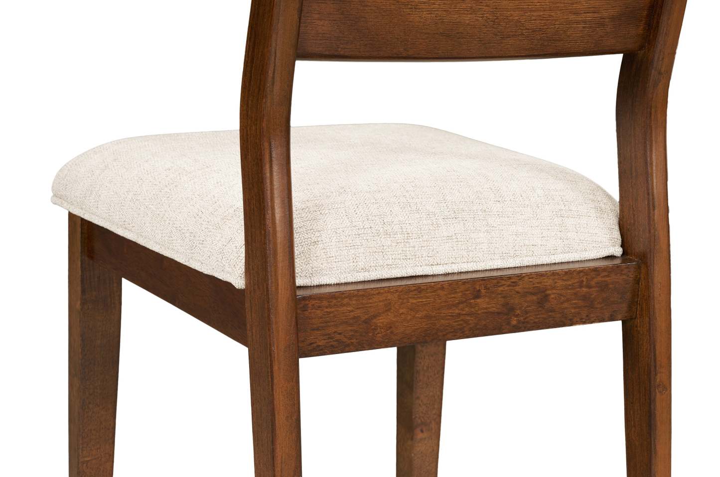 Chaise de salle à manger Vale avec tissu en polyester, bois, dossier en échelle - Marron et beige | Chaise de salle à manger Vale en tissu de polyester et en bois avec dossier en échelle - marron et beige