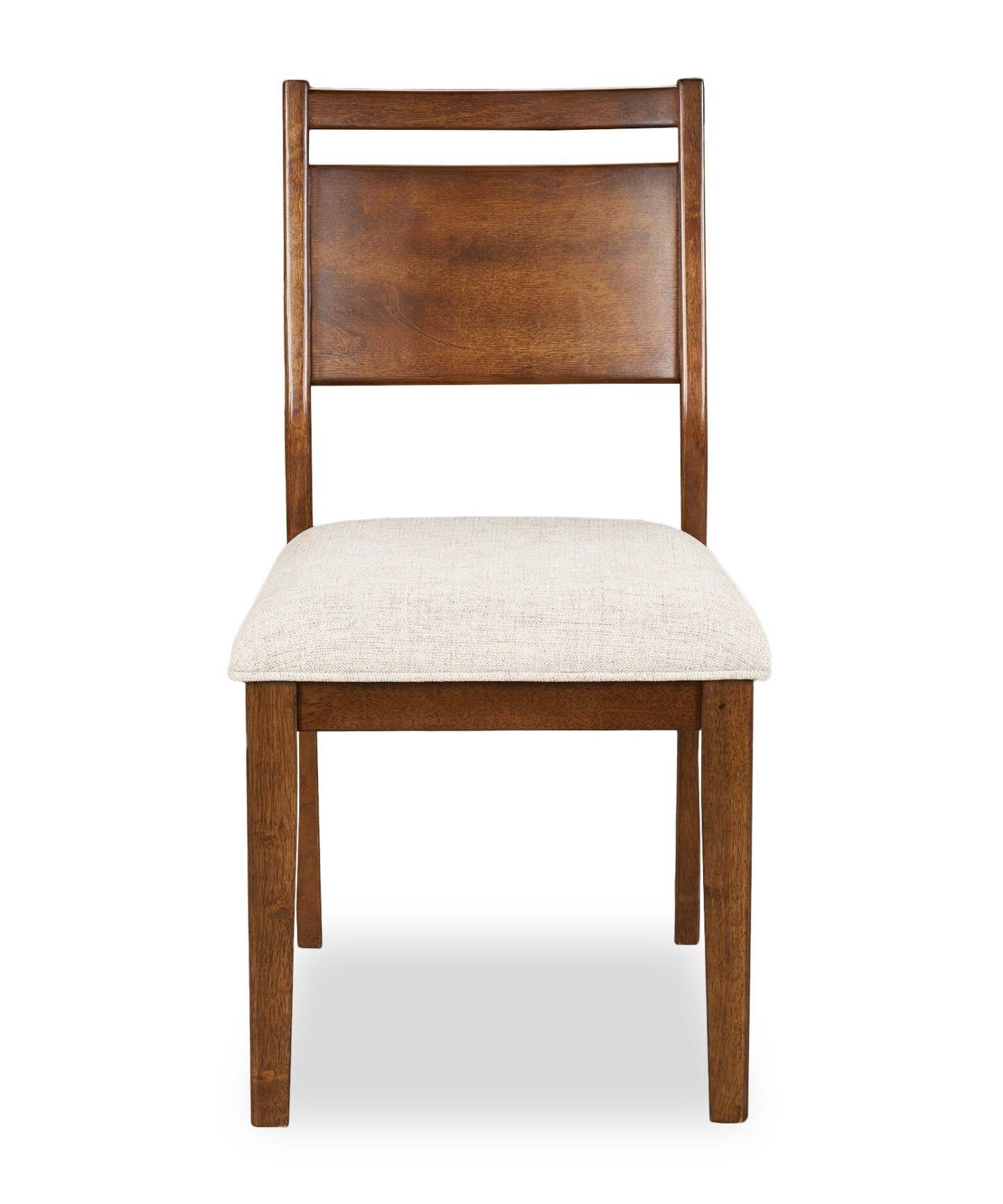 Chaise de salle à manger Vale avec tissu en polyester, bois, dossier en échelle - Marron et beige | Chaise de salle à manger Vale en tissu de polyester et en bois avec dossier en échelle - marron et beige