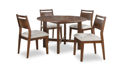 Vale 5pc Dining Set with Table & 4 Chairs, 48W Round - Brown & Beige | Ensemble de salle à manger Vale 5 pièces avec table ronde de 48 po (l) et 4 chaises - brun et beige
