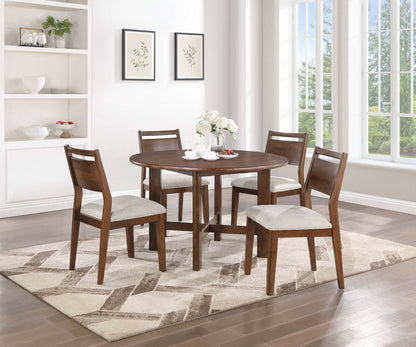 Vale 5pc Dining Set with Table & 4 Chairs, 48W Round - Brown & Beige | Ensemble de salle à manger Vale 5 pièces avec table ronde de 48 po (l) et 4 chaises - brun et beige