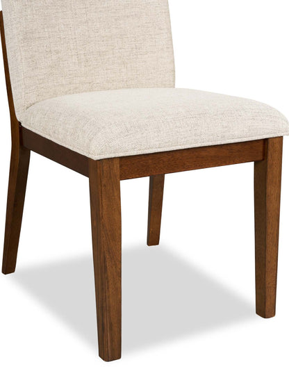 Chaise de salle à manger Vale avec tissu polyester, bois - Marron et beige | Chaise de salle à manger Vale en tissu de polyester et en bois - brune et beige