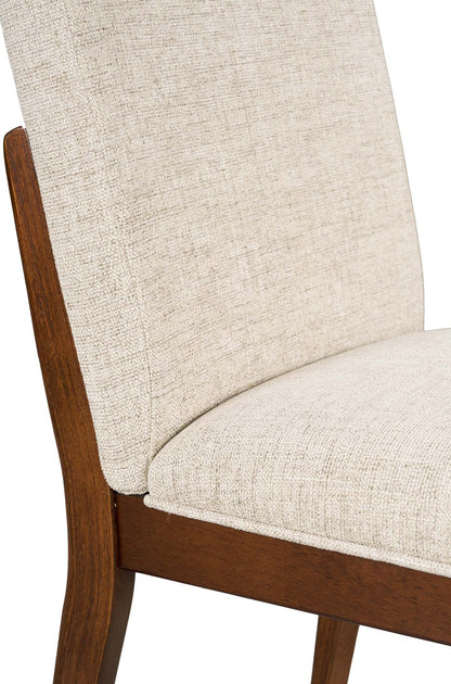 Chaise de salle à manger Vale avec tissu polyester, bois - Marron et beige | Chaise de salle à manger Vale en tissu de polyester et en bois - brune et beige