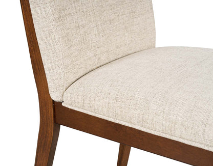 Chaise de salle à manger Vale avec tissu polyester, bois - Marron et beige | Chaise de salle à manger Vale en tissu de polyester et en bois - brune et beige