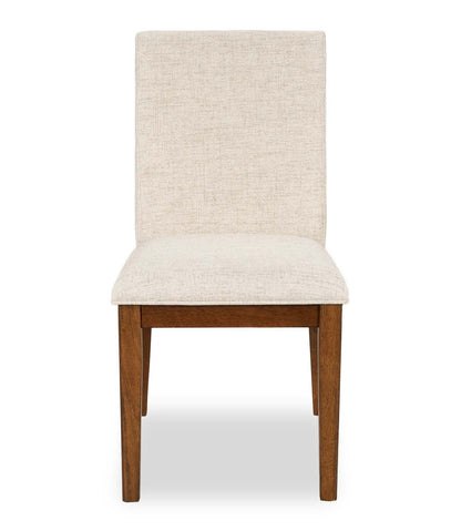 Chaise de salle à manger Vale avec tissu polyester, bois - Marron et beige | Chaise de salle à manger Vale en tissu de polyester et en bois - brune et beige