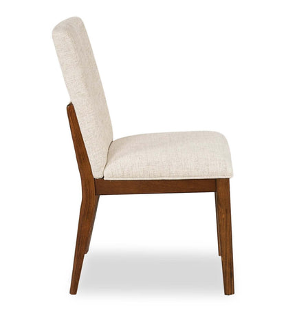 Chaise de salle à manger Vale avec tissu polyester, bois - Marron et beige | Chaise de salle à manger Vale en tissu de polyester et en bois - brune et beige