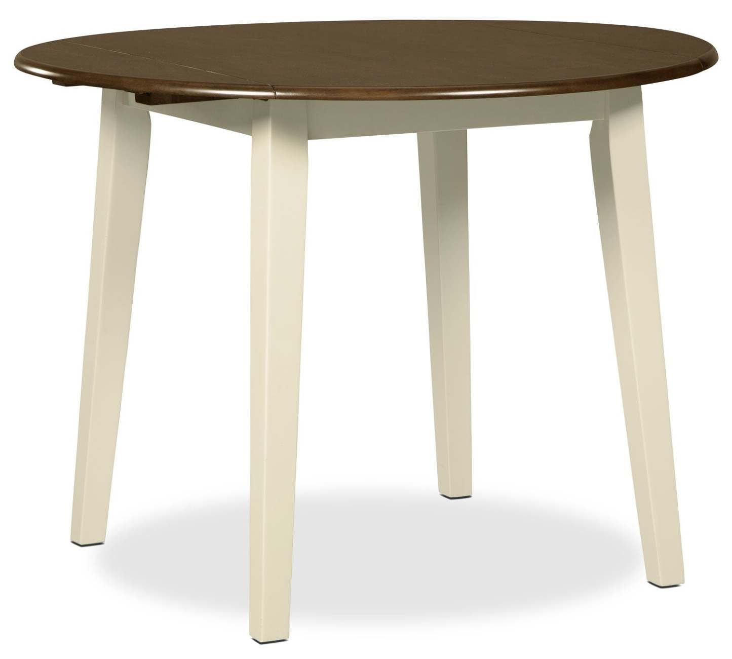 Woodanville 3pc Drop-Leaf Dining Set with Table & 2 Chairs, 40.5W Round - Two Tone White & Brown | Ensemble de salle à manger Woodanville 3 pièces avec table ronde de 40,5 po (L) à abattant et 2 chaises - deux teintes, blanc et brun