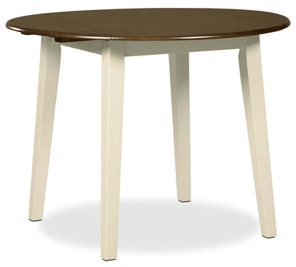 Woodanville 3pc Drop-Leaf Dining Set with Table & 2 Chairs, 40.5W Round - Two Tone White & Brown | Ensemble de salle à manger Woodanville 3 pièces avec table ronde de 40,5 po (L) à abattant et 2 chaises - deux teintes, blanc et brun