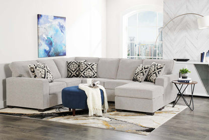 Fabriqué au Canada, canapé sectionnel de droite Vérone 2 pièces en tissu d'apparence lin avec coussins amovibles - beige