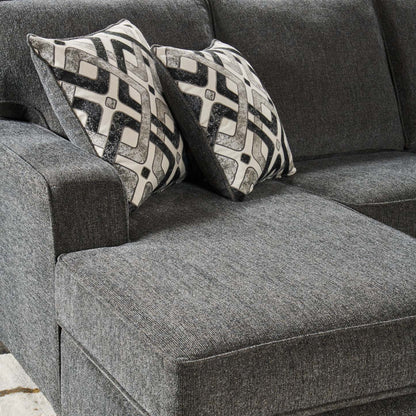 Fabriqué au Canada, canapé sectionnel de gauche Verona 2 pièces en tissu d’apparence lin avec coussins amovibles - gris anthracite