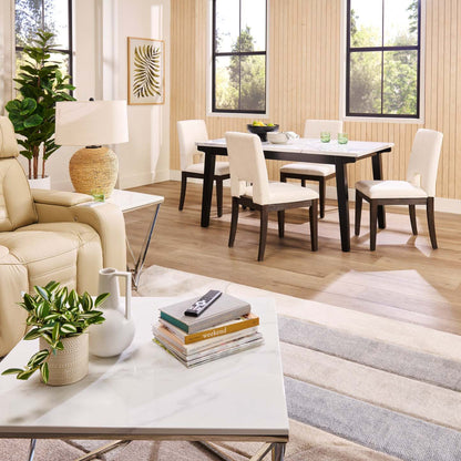 Table de salle à manger Verona avec plateau Culture marbré, 60 W - Blanc | Table de salle à manger Verona de 60 po (L) avec dessus en marbre synthétique - blanche