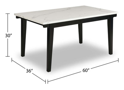 Table de salle à manger Verona avec plateau Culture marbré, 60 W - Blanc | Table de salle à manger Verona de 60 po (L) avec dessus en marbre synthétique - blanche