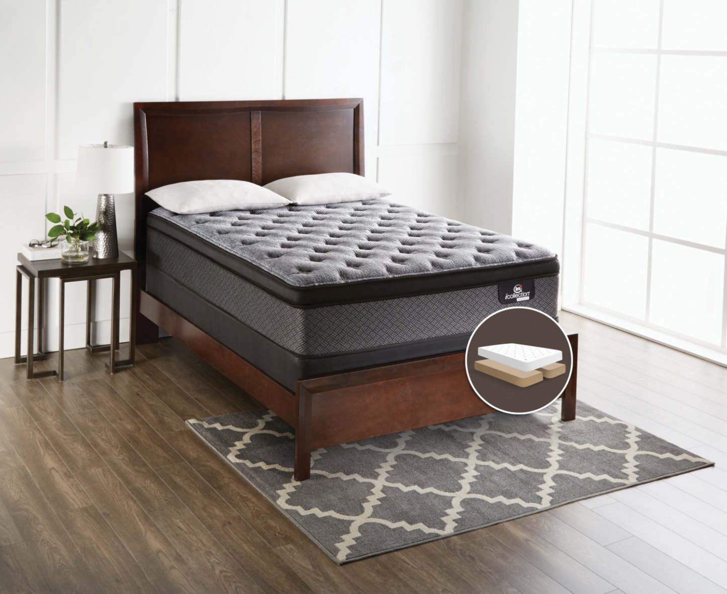 Serta® iCollection® Farina Medium Euro-Top Split Queen Mattress Set|Ensemble matelas semi-ferme à Euro-plateau divisé Farina iCollection Serta pour grand lit