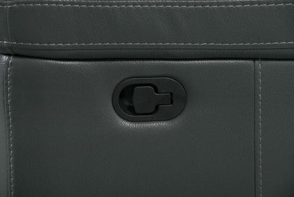 Canapé sectionnel inclinable Leo 6 pièces en tissu d'apparence cuir avec console de rangement et 2 porte-gobelets - gris