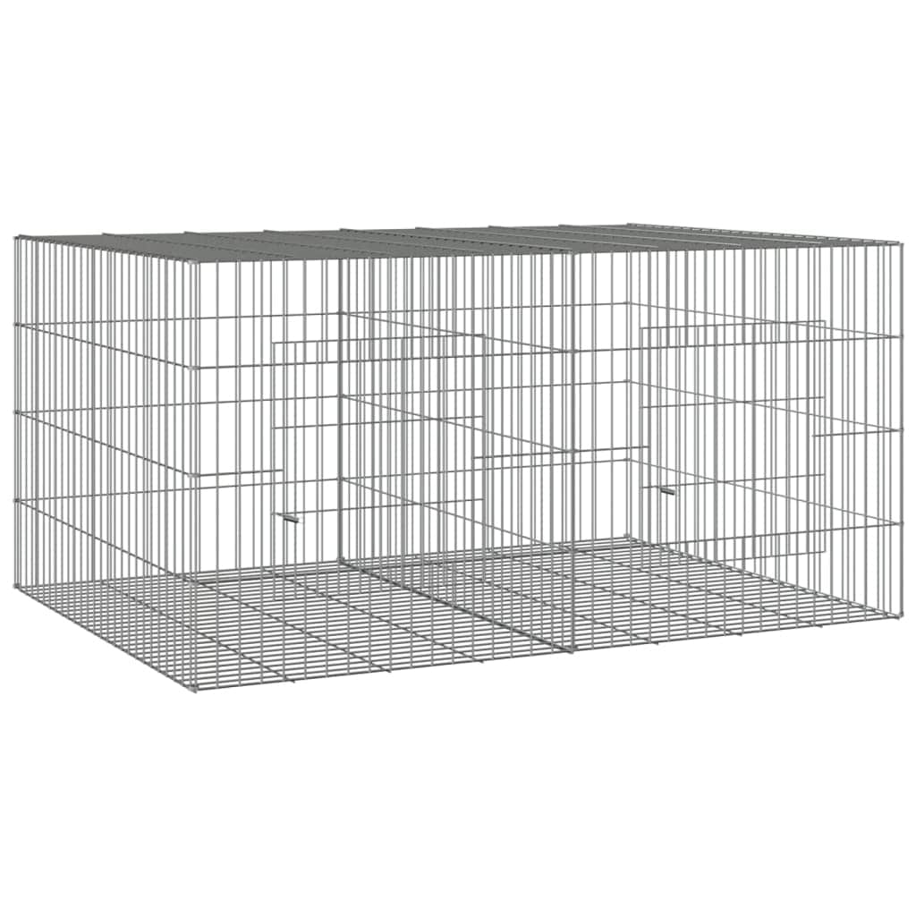 Cage à lapins 3 panneaux vidaXL, clapier, enclos pour animaux, en fer galvanisé