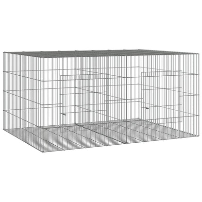 Cage à lapins 3 panneaux vidaXL, clapier, enclos pour animaux, en fer galvanisé