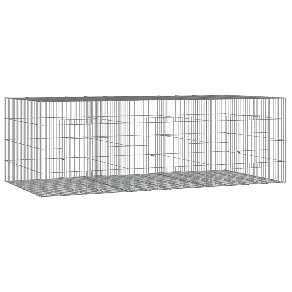 Cage à lapins 3 panneaux vidaXL, clapier, enclos pour animaux, en fer galvanisé