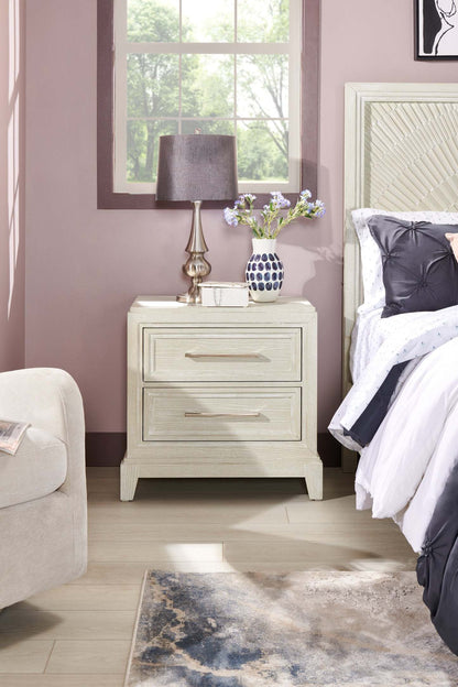 Table de nuit à 2 tiroirs Vida, 27 L x 28 H - Sable | Table de nuit Vida de 27 po (L) x 28 po (H) à 2 tiroirs - sable