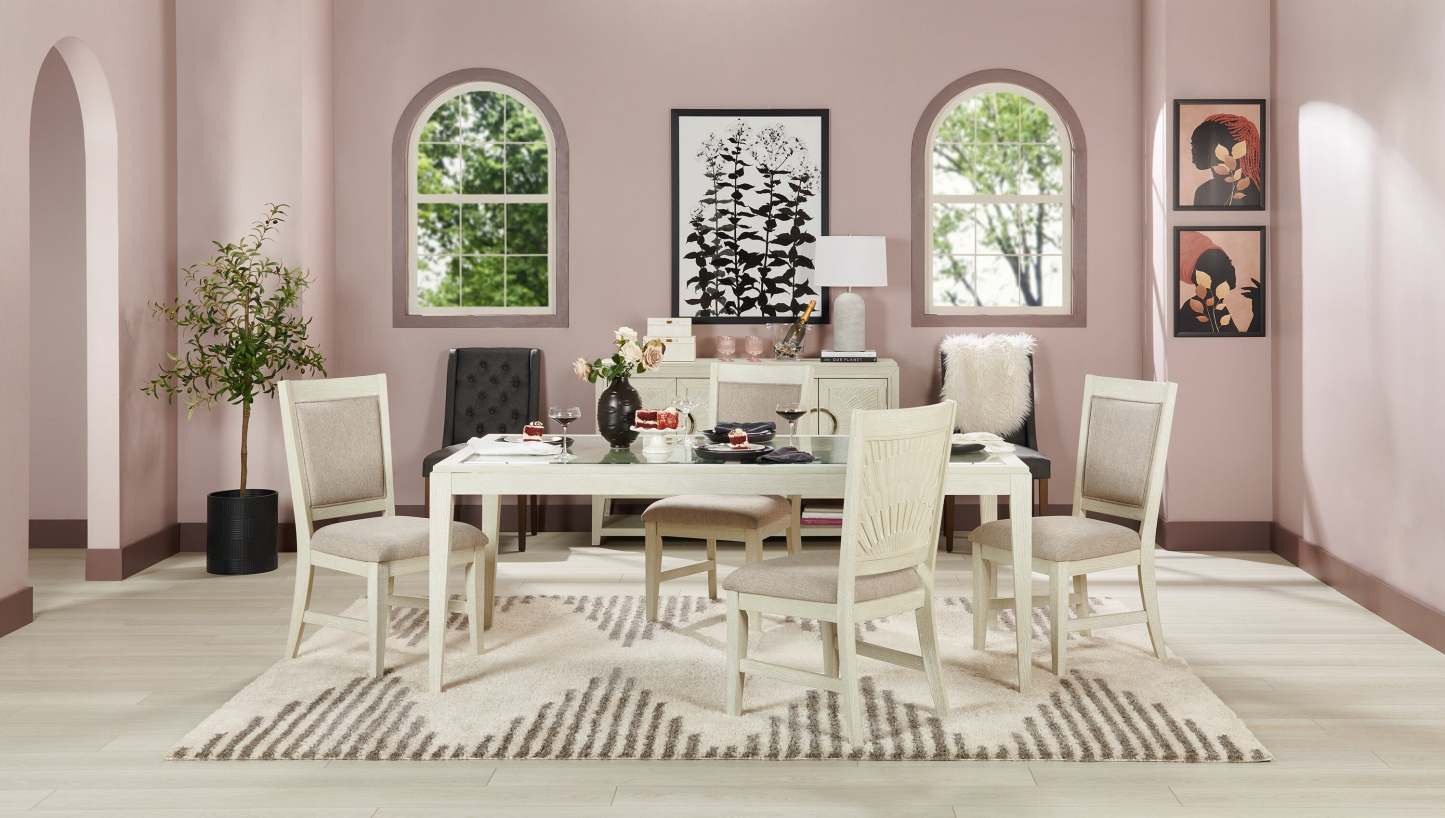 Chaise de salle à manger York avec tissu d'apparence lin et garniture cloutée - Gris | Chaise de salle à manger York en tissu d'apparence lin avec bordure de clous décoratifs - grise