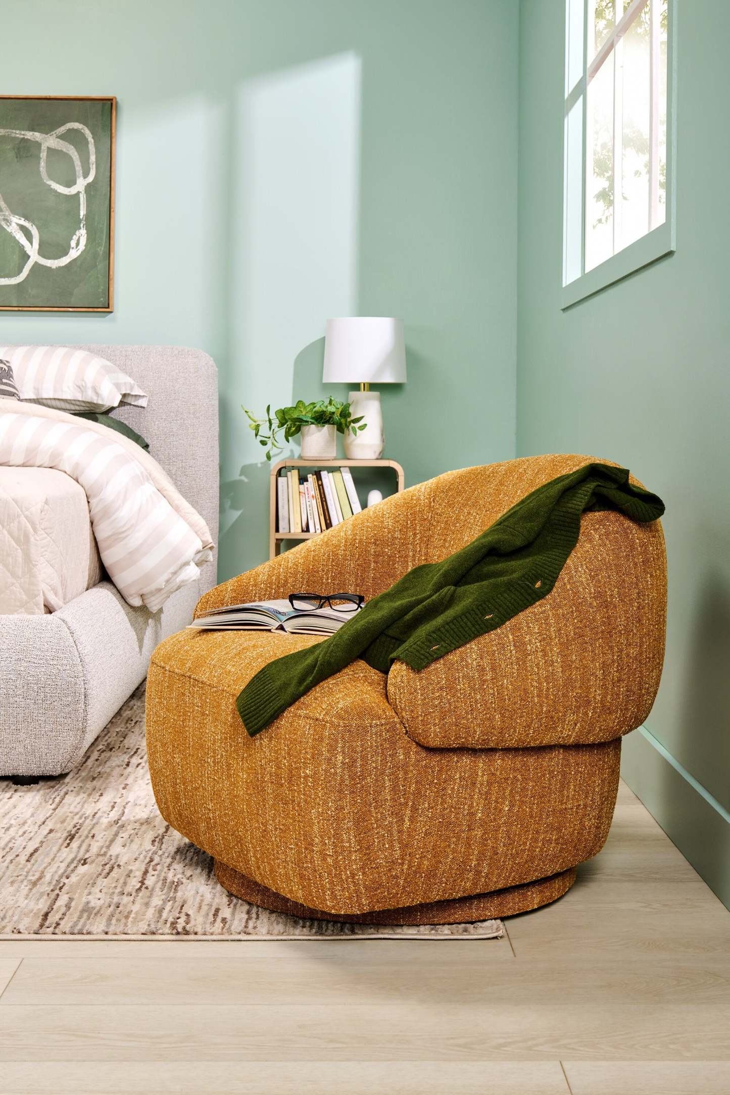 Fauteuil d'appoint pivotant Villa - Moutarde | Fauteuil d'appoint pivotant Villa - moutarde