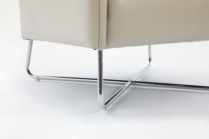 Vine 34.6 Fauteuil d'appoint en tissu d'apparence cuir avec pieds en métal - Taupe | Fauteuil d'appoint Vine de 34,6 po en tissu d'apparence cuir avec pattes en métal - taupe | VINETPAC