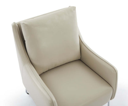 Vine 34.6 Fauteuil d'appoint en tissu d'apparence cuir avec pieds en métal - Taupe | Fauteuil d'appoint Vine de 34,6 po en tissu d'apparence cuir avec pattes en métal - taupe | VINETPAC