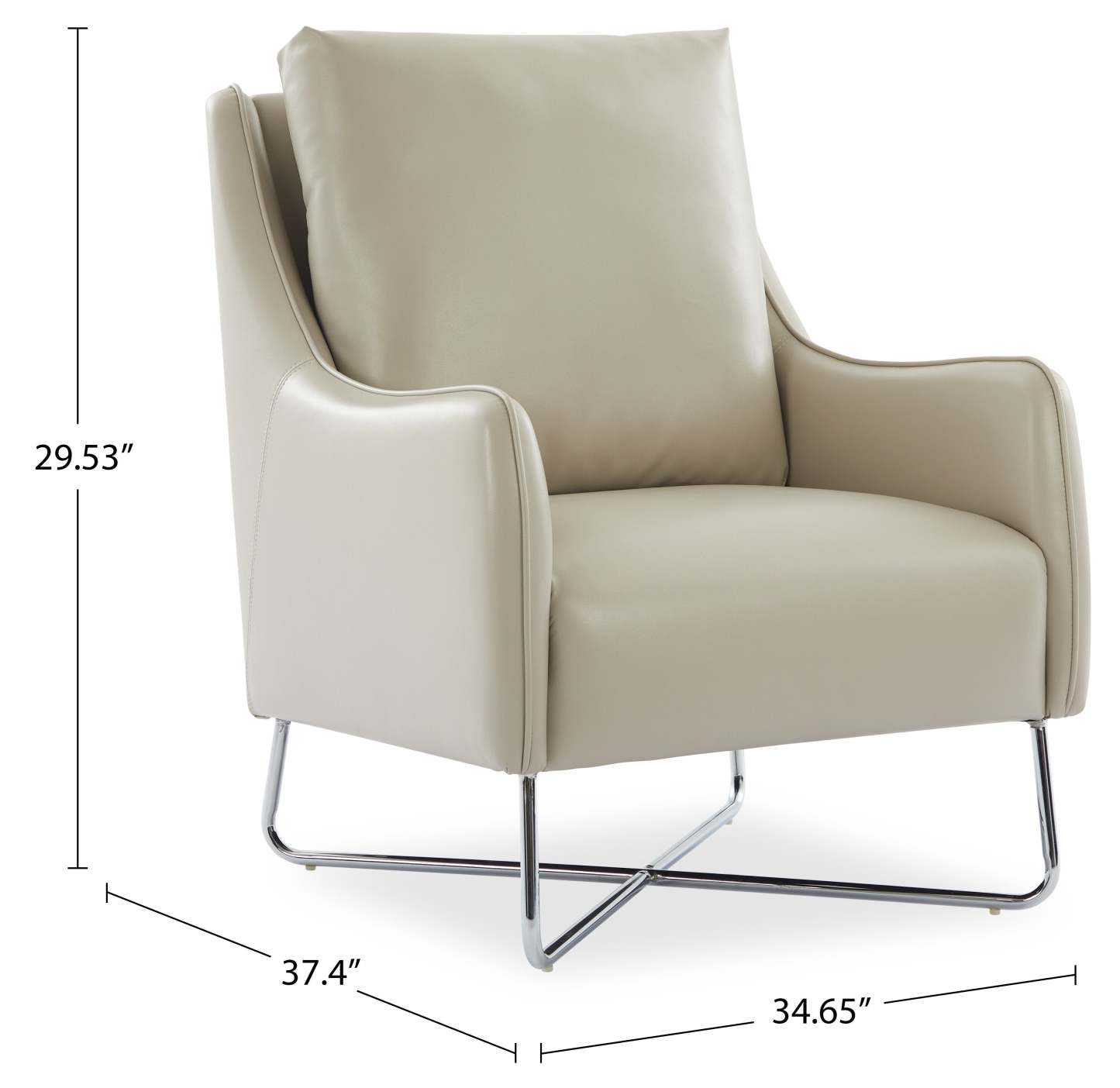 Vine 34.6 Fauteuil d'appoint en tissu d'apparence cuir avec pieds en métal - Taupe | Fauteuil d'appoint Vine de 34,6 po en tissu d'apparence cuir avec pattes en métal - taupe | VINETPAC