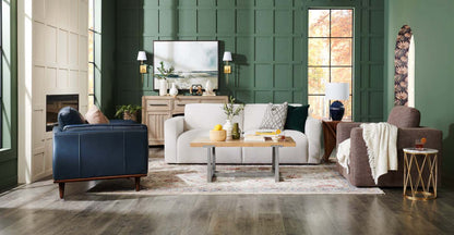 Vivia 40 Fauteuil en cuir véritable avec coussin de siège amovible et base en bois - bleu marine | Chaise Vivia 40 en cuir véritable avec coussin de siège amovible et base en bois - Bleu marine