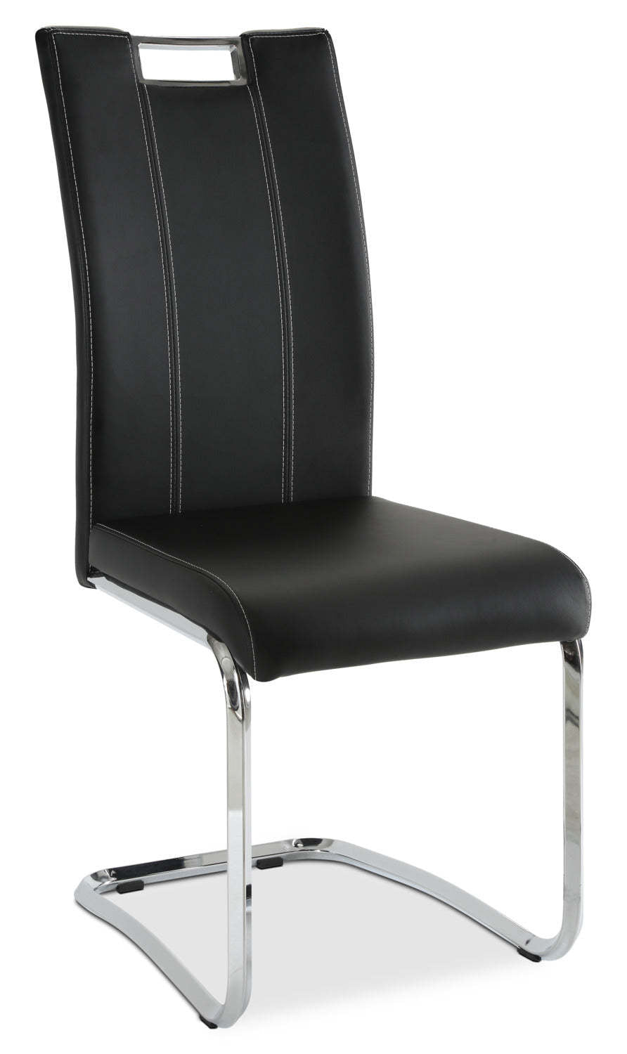 Chaise de salle à manger Tuxedo avec tissu en cuir végétalien, métal - Noir | Chaise de salle à manger Tuxedo en tissu de cuir végétalien et en métal - noire