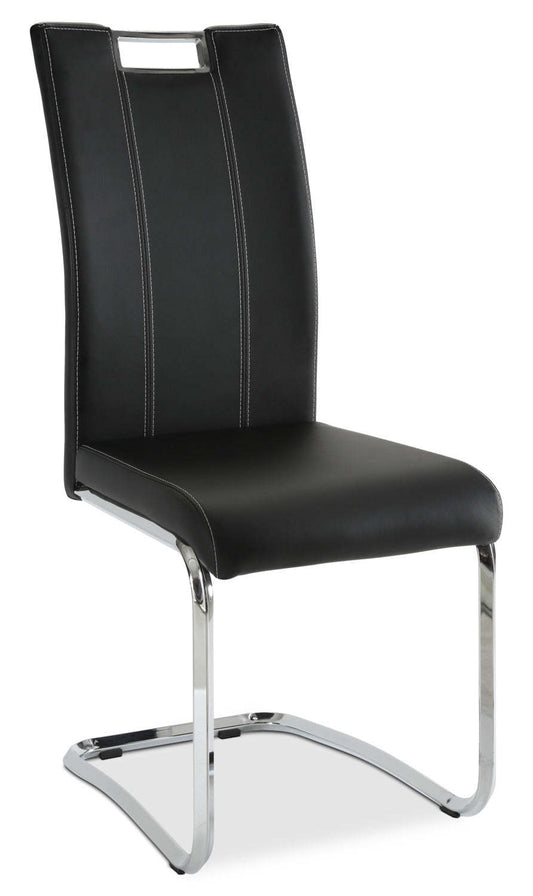 Chaise de salle à manger Tuxedo avec tissu en cuir végétalien, métal - Noir | Chaise de salle à manger Tuxedo en tissu de cuir végétalien et en métal - noire