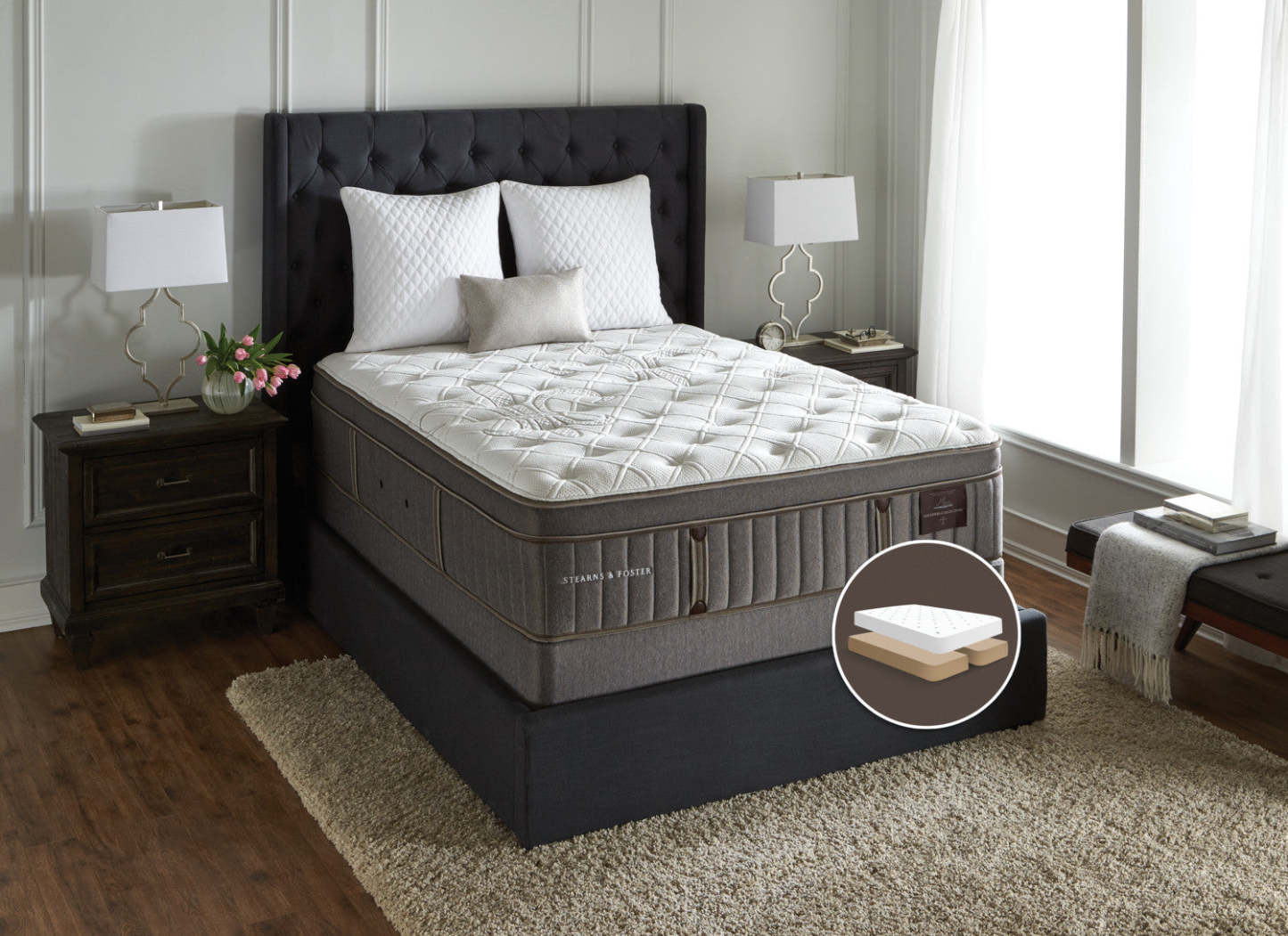 Stearns &amp; Foster Wynford Plush Euro-Top Split Queen Mattress Set|Ensemble matelas moelleux à Euro-plateau divisé Wynford de Stearns &amp; Foster pour grand lit