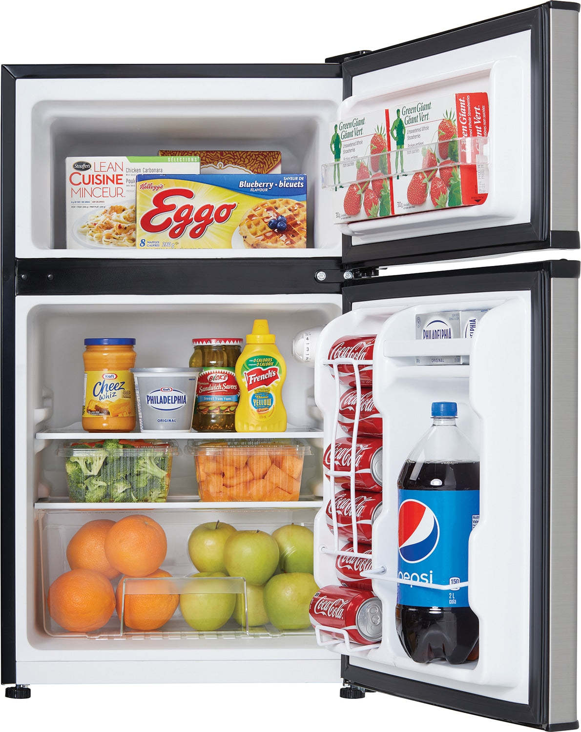 Danby 18,9 3,2 Cu. Fort. Mini-réfrigérateur à montage sur le dessus - Acier inoxydable - DCR031B1BSLDD | Mini réfrigérateur Danby de 3,2 pi³ et de 18,9 po à congélateur supérieur - acier inoxydable - DC…