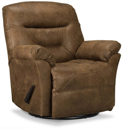 Fauteuil inclinable pivotant 4579 en tissu d'apparence cuir - bière brune