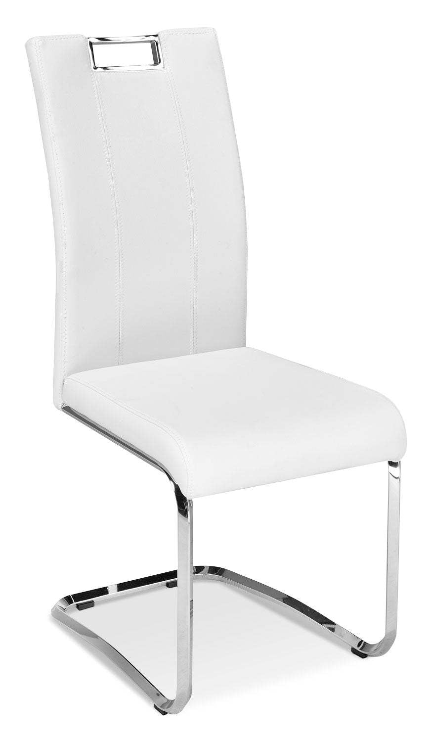 Chaise de salle à manger Tuxedo avec tissu en cuir végétalien, métal - Blanc | Chaise de salle à manger Tuxedo en tissu de cuir végétalien et en métal - blanche