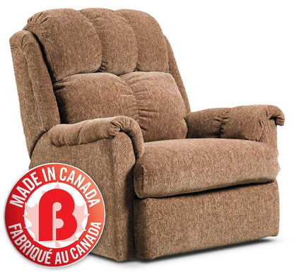 Fabriqué au Canada, fauteuil à inclinaison électrique de 35 po en tissu de chenille - brun