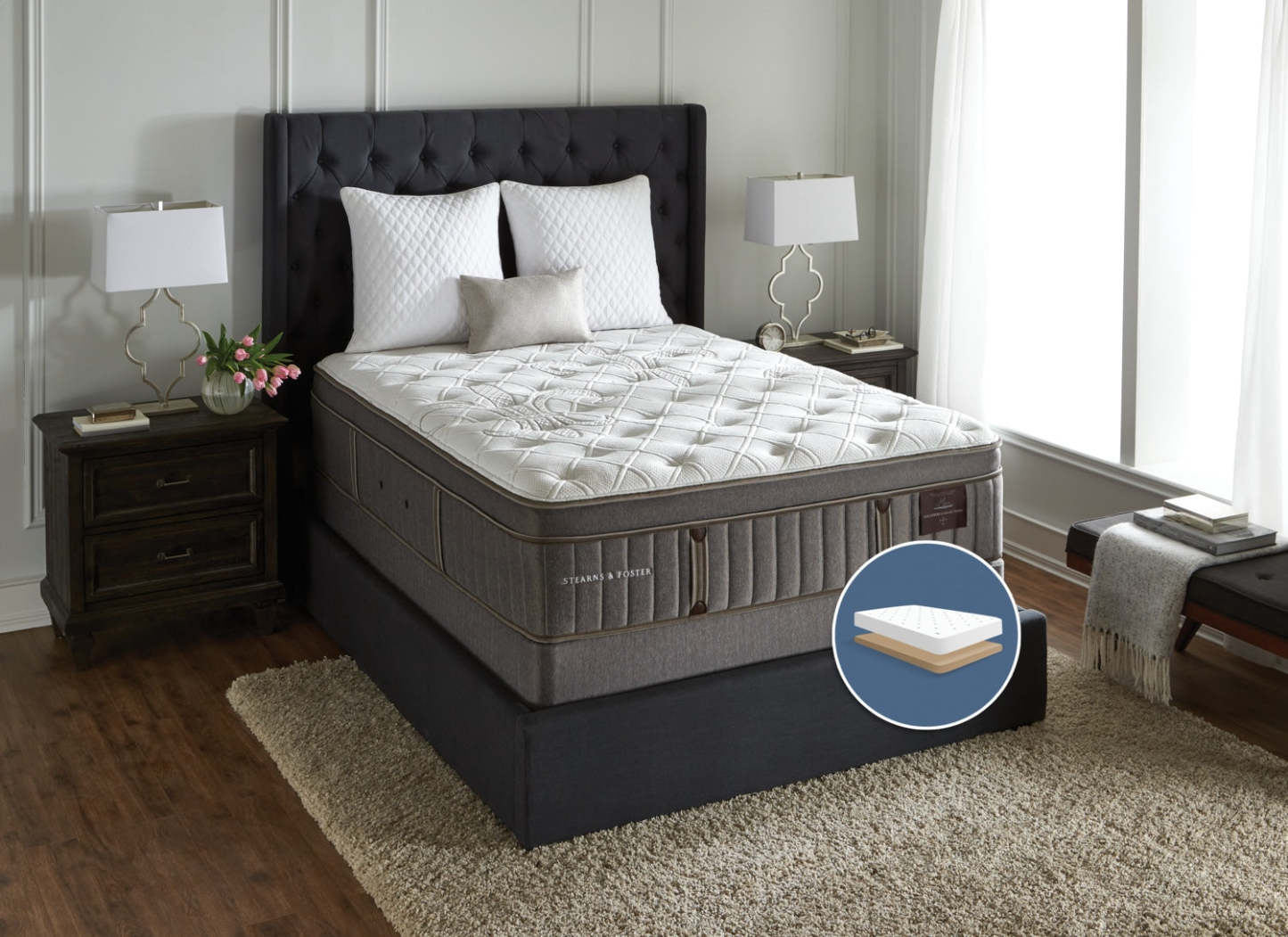 Stearns & Foster Wynford Plush Euro-Top Low-Profile Queen Mattress Set|Ensemble matelas moelleux à Euro-plateau à profil bas Wynford de Stearns & Foster pour grand lit