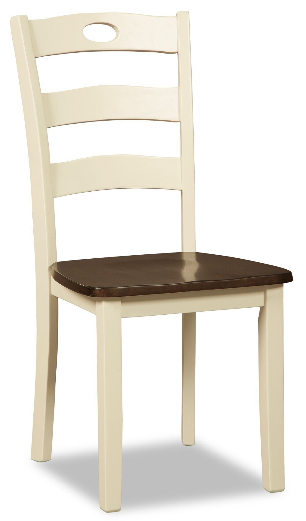 Chaise de salle à manger Woodanville, dossier échelle – bicolore blanc et marron | Chaise de salle à manger Woodanville avec dossier en échelle - deux teintes, blanc et brun