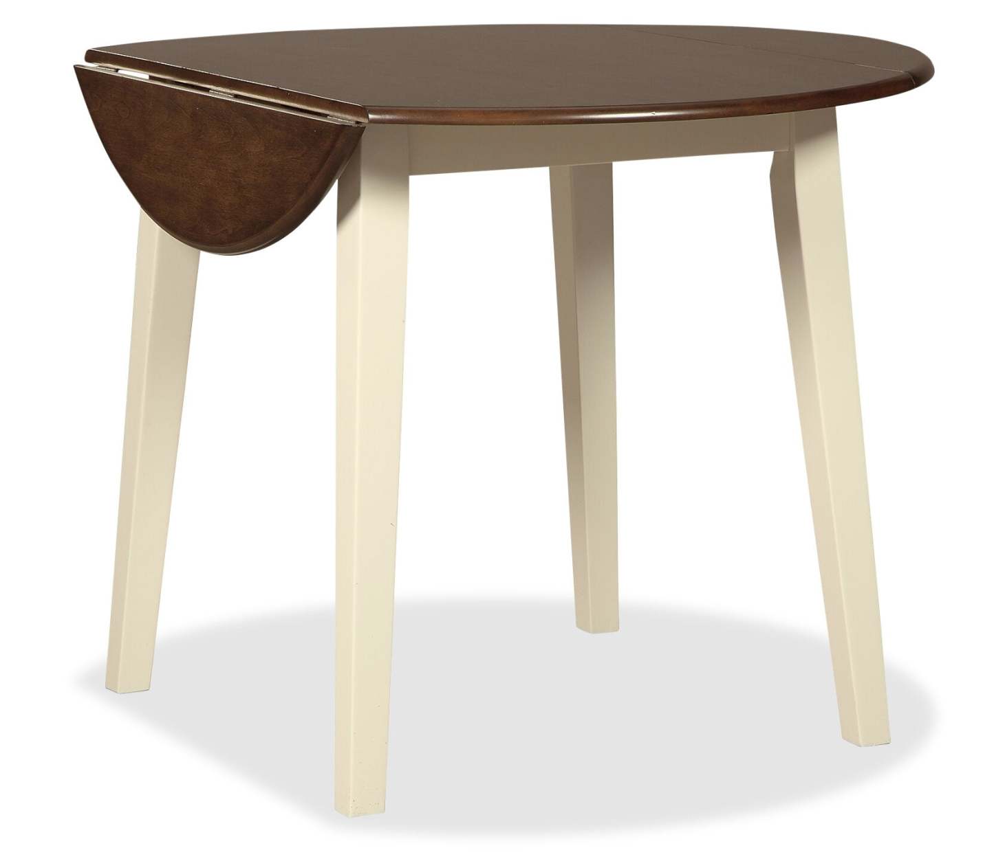 Table de salle à manger à abattants Woodanville, ronde 40,5 W - Deux tons blanc et marron | Table de salle à manger ronde Woodanville de 40,5 po à abattant - deux teintes, blanc et brun