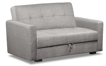 Futon Weston de 55 po en tissu d’apparence lin avec mécanisme Klik Klak et rangement - gris acier