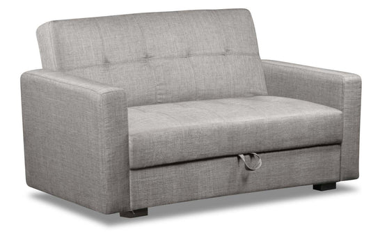 Futon Weston de 55 po en tissu d’apparence lin avec mécanisme Klik Klak et rangement - gris acier