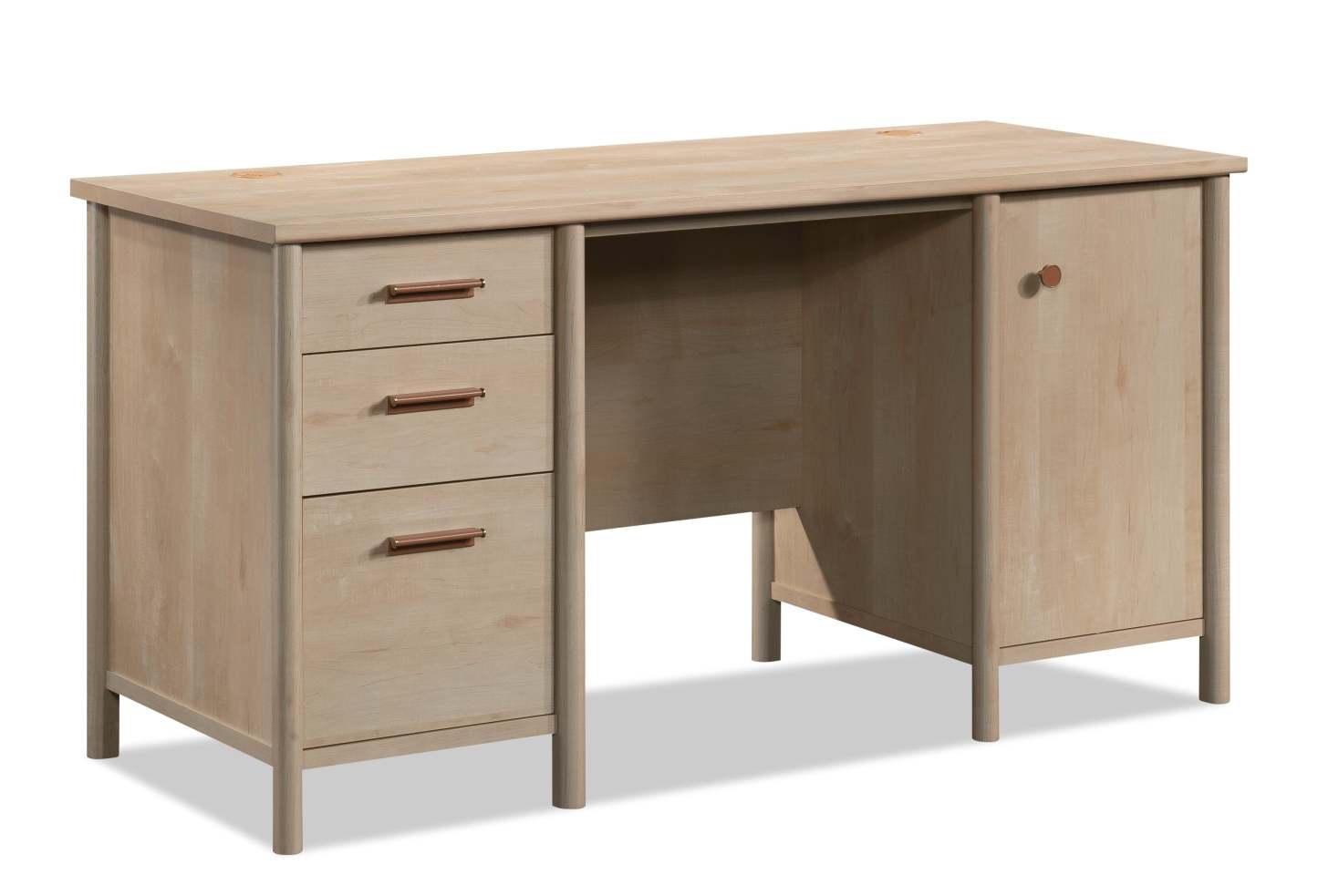 Bureau d'ordinateur Whitaker Point de 59,06 po de qualité commerciale à 3 tiroirs avec armoire - érable naturel