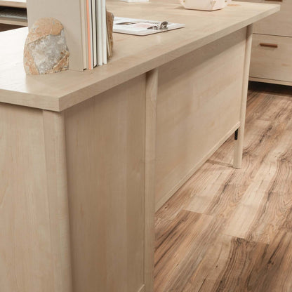 Bureau en forme de L Whitaker Point de 94,13 po de qualité commerciale avec rangement et plateau pour clavier - érable naturel